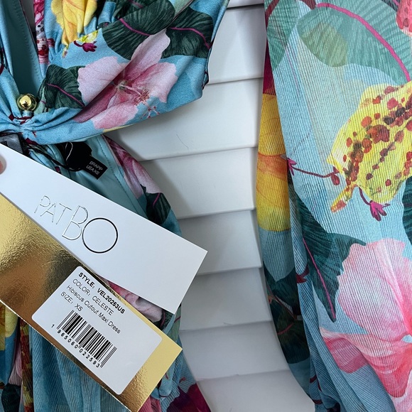 PatBO "Hibiscus" chiffon maxi dress - light blue XS - New never used - Picture 6 of 9